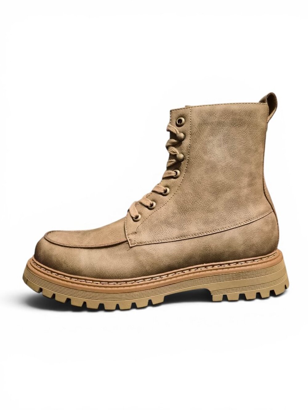 Madden NYC Men's Faux Leather McCoyy Boots Sz 12-13 Lace Up Comfort Insole Taupe - Picture 4 of 8